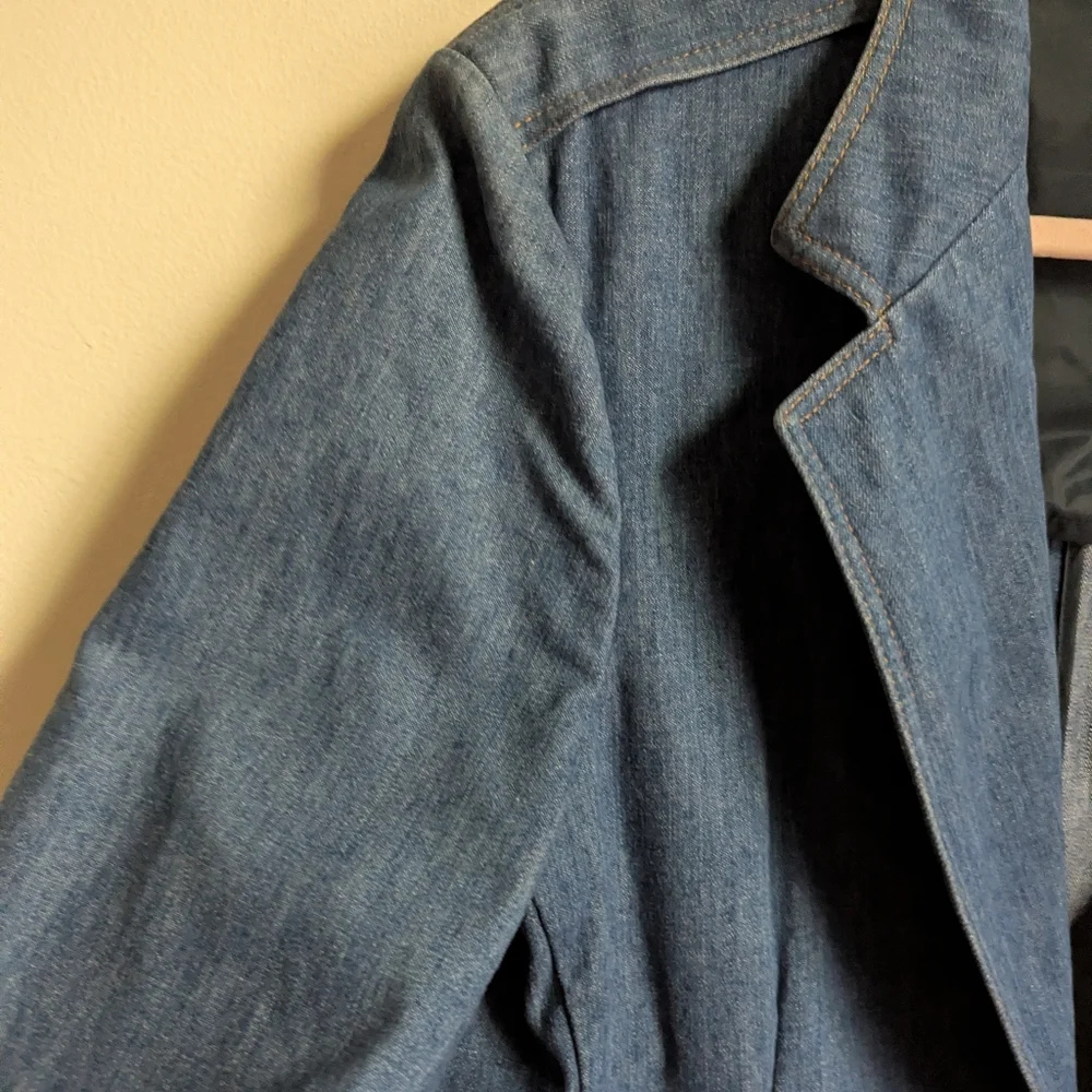 VINTAGE LEE Retro Light Wash Cotton Minimalist Simple Breasted Blazer Size Large - Picture 5 of 16